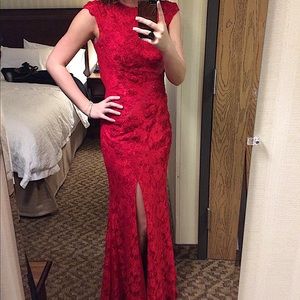 Alyce Black Label brand, red lace dress, local boutique buy.